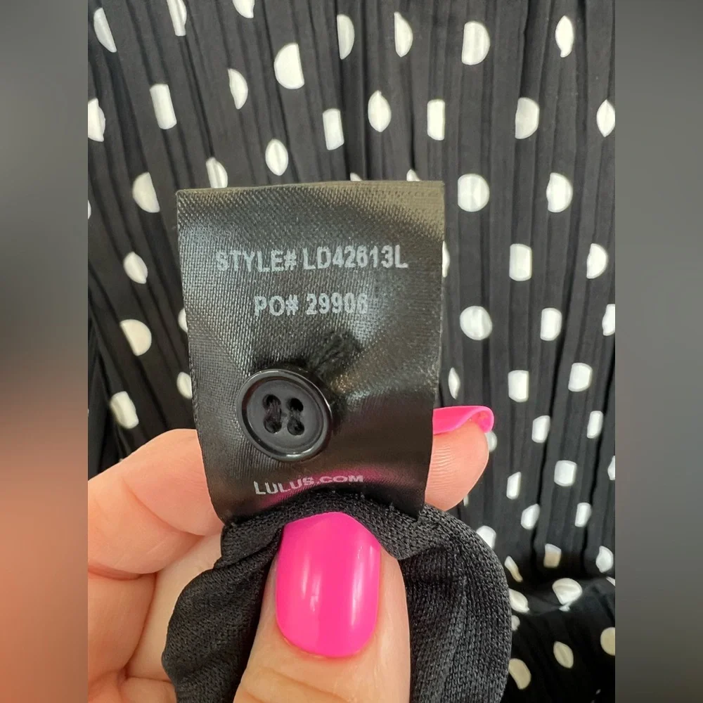 🆕 🖤 NWT LULUS Pleat to Meet You Polka Dot Shift Dress | Black | XS - Picture 12 of 14